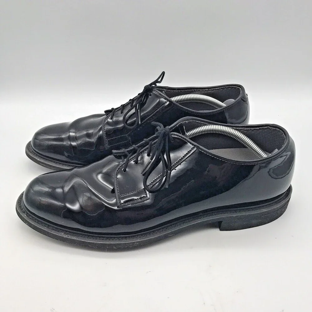 Bates Black High Gloss Vibrum Sole Derby Shoes Mens 12D Police Security Military